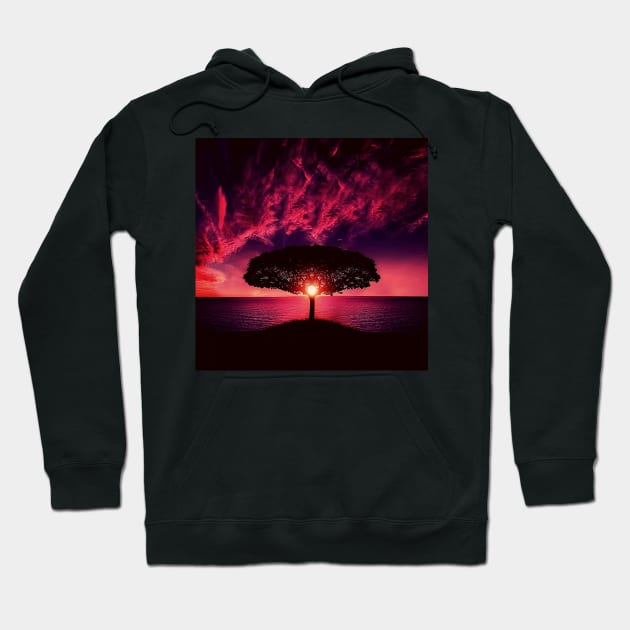 Tree Photography, Oak Tree Silhouette, Trees, Purple Tree, Nature Wall Art, Landscape Hoodie by Nature-Arts